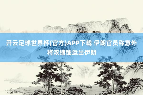 开云足球世界杯(官方)APP下载 伊朗官员称意外将浓缩铀运出伊朗