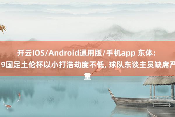 开云IOS/Android通用版/手机app 东体: U19国足土伦杯以小打浩劫度不低, 球队东谈主员缺席严重