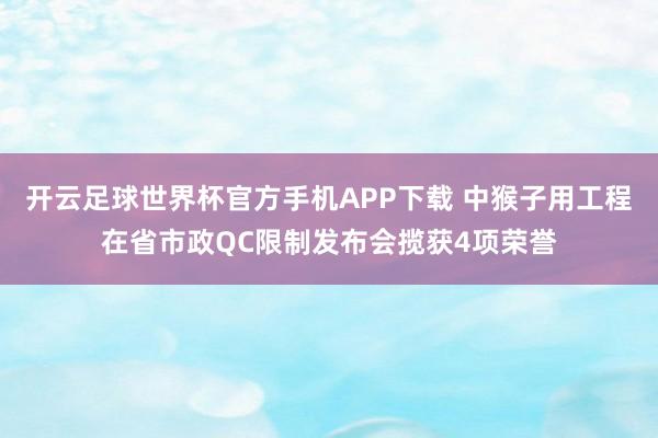 开云足球世界杯官方手机APP下载 中猴子用工程在省市政QC限制发布会揽获4项荣誉