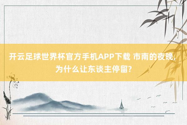 开云足球世界杯官方手机APP下载 市南的夜晚, 为什么让东谈主停留?
