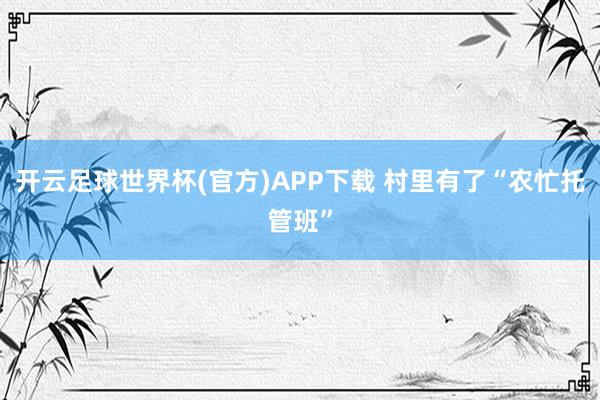 开云足球世界杯(官方)APP下载 村里有了“农忙托管班”