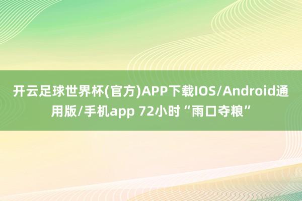 开云足球世界杯(官方)APP下载IOS/Android通用版/手机app 72小时“雨口夺粮”