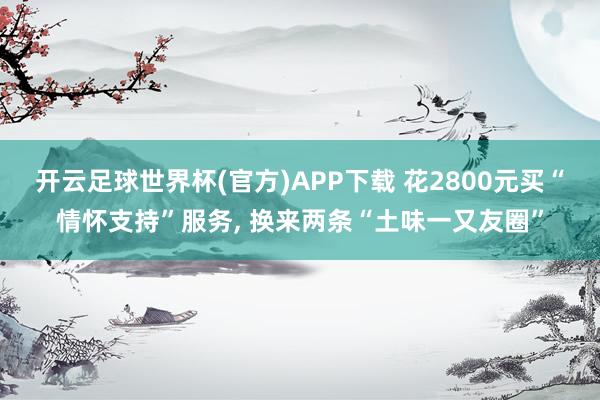 开云足球世界杯(官方)APP下载 花2800元买“情怀支持”服务, 换来两条“土味一又友圈”
