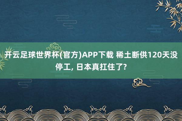 开云足球世界杯(官方)APP下载 稀土断供120天没停工, 日本真扛住了?