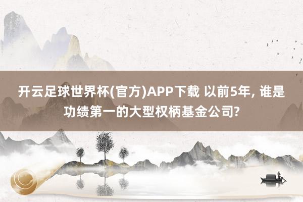 开云足球世界杯(官方)APP下载 以前5年, 谁是功绩第一的大型权柄基金公司?