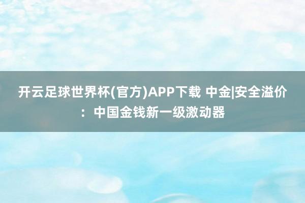 开云足球世界杯(官方)APP下载 中金|安全溢价：中国金钱新一级激动器