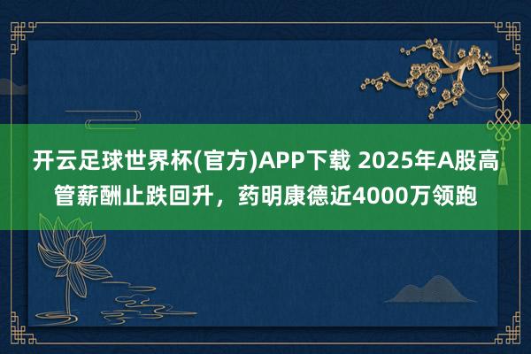 开云足球世界杯(官方)APP下载 2025年A股高管薪酬止跌回升，药明康德近4000万领跑
