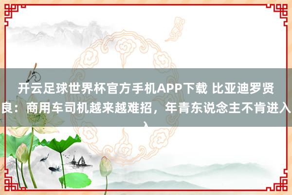 开云足球世界杯官方手机APP下载 比亚迪罗贤良：商用车司机越来越难招，年青东说念主不肯进入