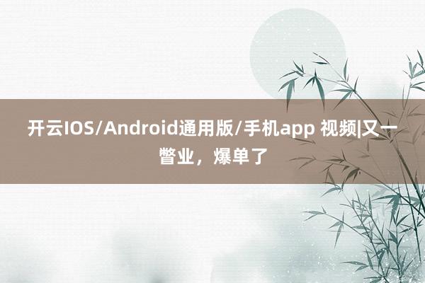 开云IOS/Android通用版/手机app 视频|又一瞥业，爆单了