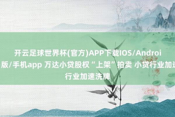 开云足球世界杯(官方)APP下载IOS/Android通用版/手机app 万达小贷股权“上架”拍卖 小贷行业加速洗牌