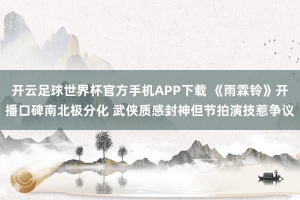 开云足球世界杯官方手机APP下载 《雨霖铃》开播口碑南北极分化 武侠质感封神但节拍演技惹争议