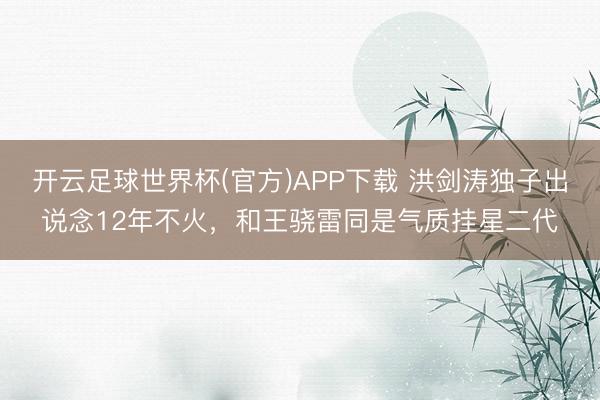 开云足球世界杯(官方)APP下载 洪剑涛独子出说念12年不火，和王骁雷同是气质挂星二代