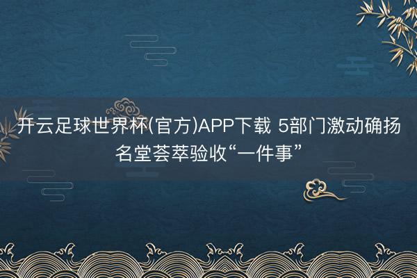 开云足球世界杯(官方)APP下载 5部门激动确扬名堂荟萃验收“一件事”