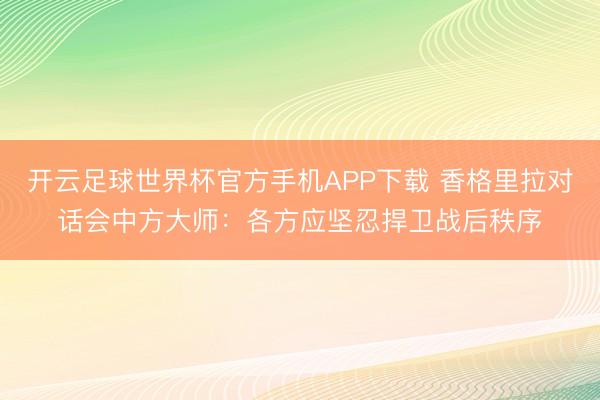 开云足球世界杯官方手机APP下载 香格里拉对话会中方大师：各方应坚忍捍卫战后秩序
