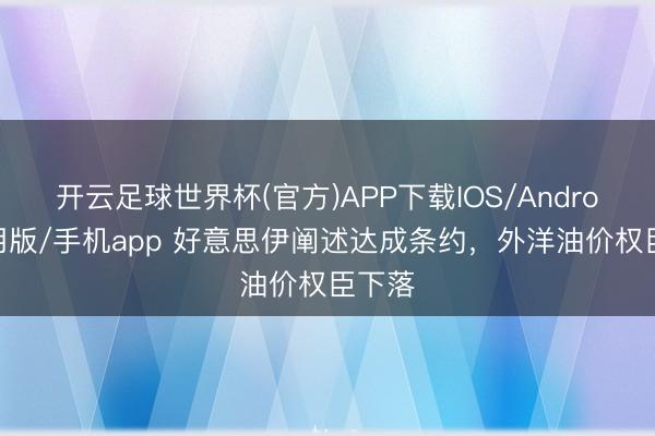 开云足球世界杯(官方)APP下载IOS/Android通用版/手机app 好意思伊阐述达成条约，外洋油价权臣下落