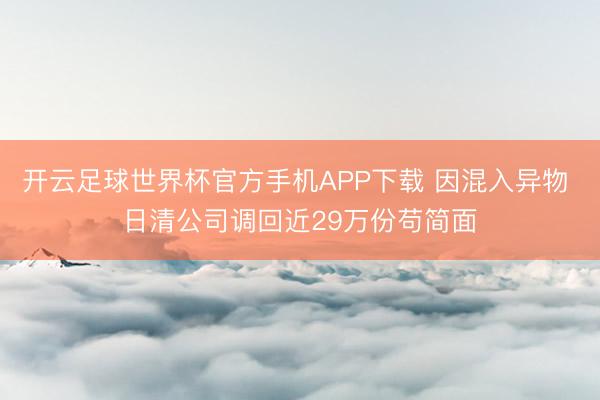 开云足球世界杯官方手机APP下载 因混入异物 日清公司调回近29万份苟简面